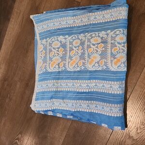 Indian SARI material only blue Orange 25 X 200